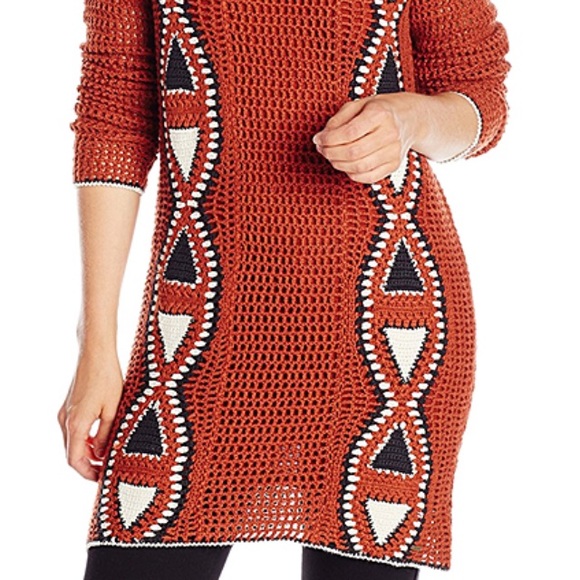 Volcom Copper Geo Crochet Sweater Dress Size-S Excellent Preloved Condition - Picture 16 of 16